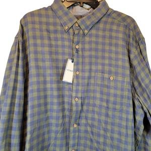 ROWM Blue Green Check Shirt XXL Mens Button Down Long Sleeve Cotton New NWT